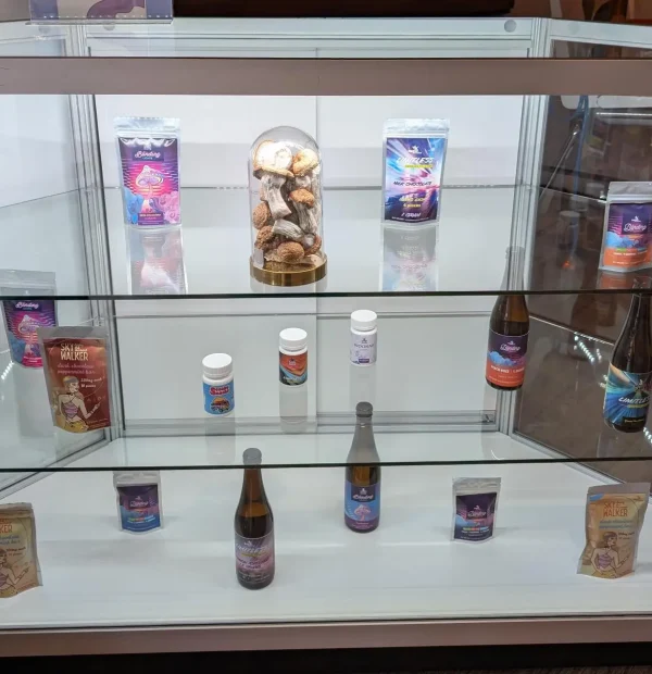 mushroom dispensary display - white rabbit