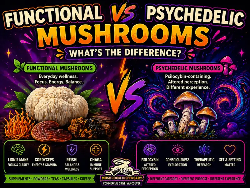 Functional Mushrooms vs Psychedelic Mushrooms
