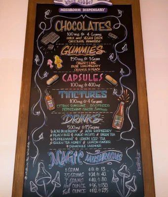 white rabbit menu display in-store